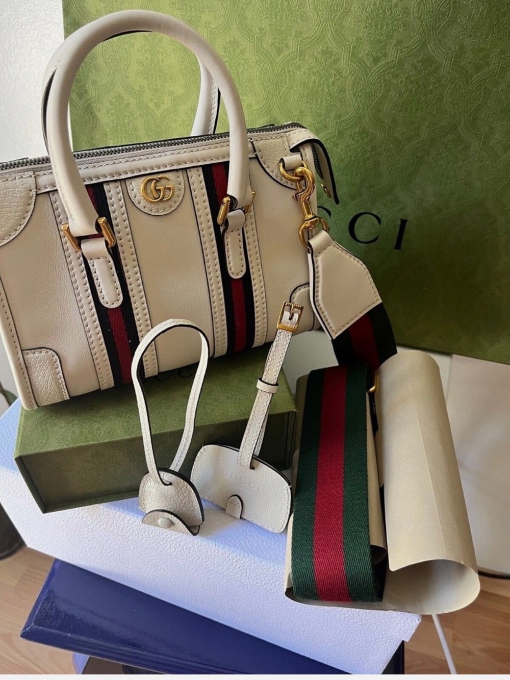 Gucci mini double G top handle bag White